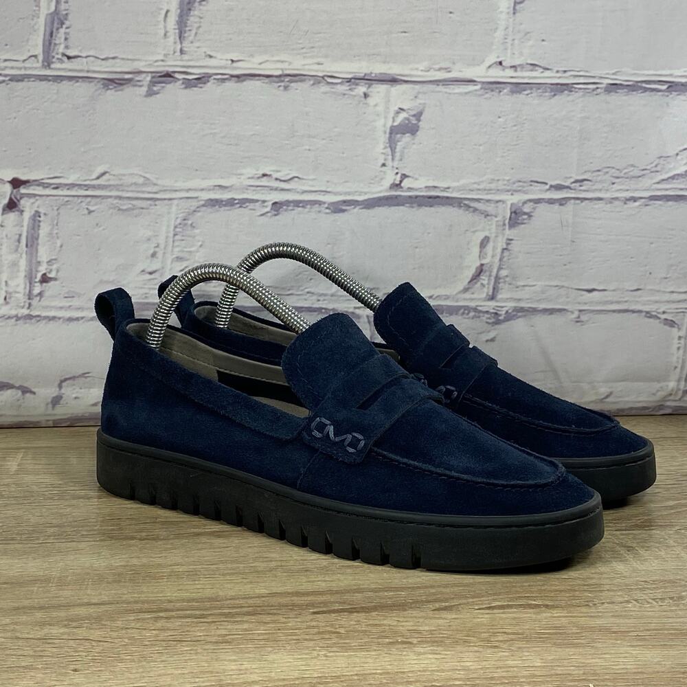 Vionic Uptown Navy Blue Suede Slip On Shoes Women's Size 9 Comfort Loafers Flats